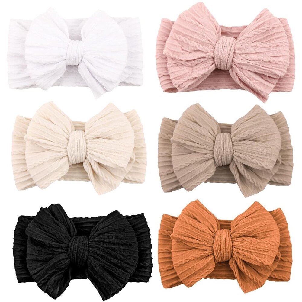 Trendy Nylon Baby Headbands - Pack of 6 Bows for Perfect Photo Opportunities